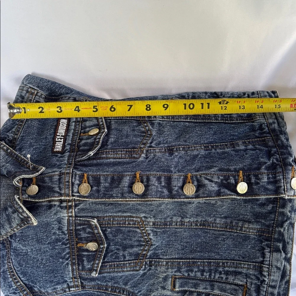 VINTAGE LIKE NEW! HARLEY-DAVIDSON DENIM BLUE JEANS JACKET & HEADWRAP SIZE 4T - Picture 13 of 16